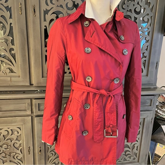 Burberry Brit cranberry red trenchcoat 4 - Picture 2 of 16